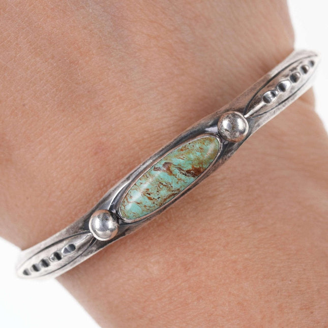 Vintage Native American Turquoise Sterling Old Pawn cuff bracelet