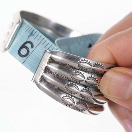 Vintage Native American Heavy Stamped sterling cuff bracelet