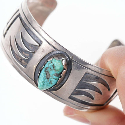 Vintage Hopi Overlay Sterling silver turquoise cuff bracelet sf