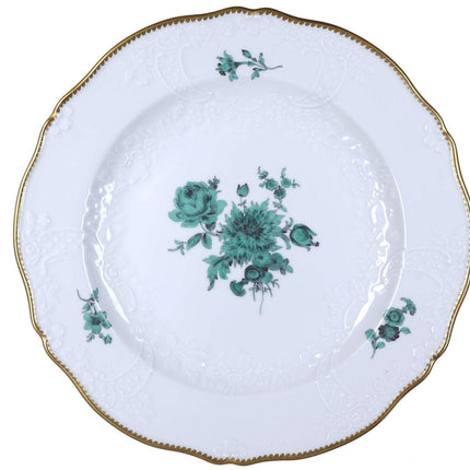 Vintage Meissen Embossed Green flowers Dinner and Salad plates
