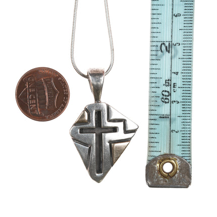 Ron Henry Navajo 14k/Sterling Overlay freeform cross pendant on necklace