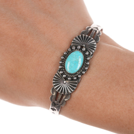 6 1/8" 40's-50's Navajo curio Silver and turquoise cuff bracelet