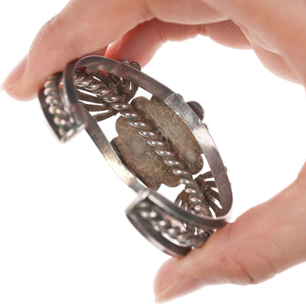 6" 40's-50's Zuni Juan DeDios Style silver high grade turquoise cuff bracelet