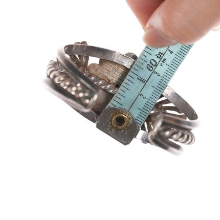 6" 40's-50's Zuni Juan DeDios Style silver high grade turquoise cuff bracelet