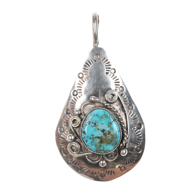 Vintage KRB Native American silver and turquoise pendant