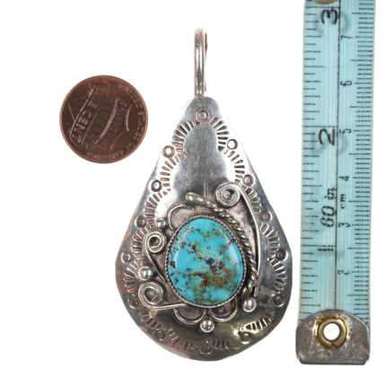 Vintage KRB Native American silver and turquoise pendant