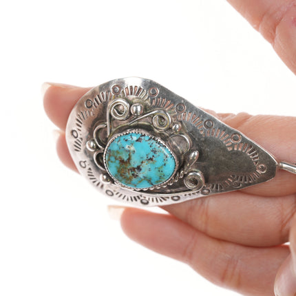 Vintage KRB Native American silver and turquoise pendant