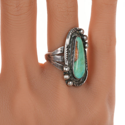 sz5.5 Vintage Native American silver and Royston turquoise ring