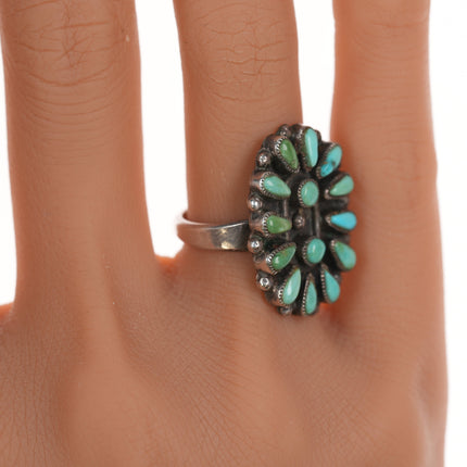 sz6.75 30's-40's Zuni cluster turquoise silver ring