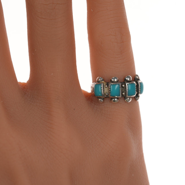 sz4.75 30's-40's Bell Trading Post Silver and turquoise row ring