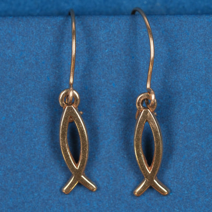 Retired James Avery 14k Ithcus fish earrings