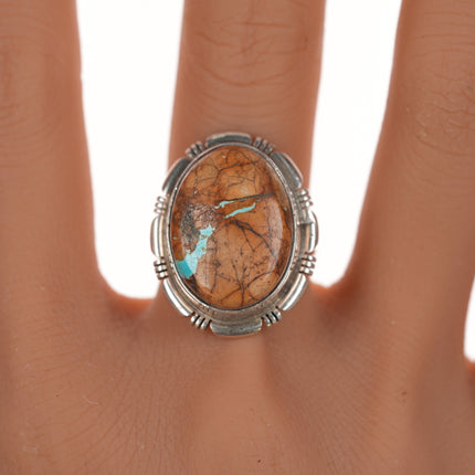 sz8.5 Vintage Navajo boulder turquoise sterling ring