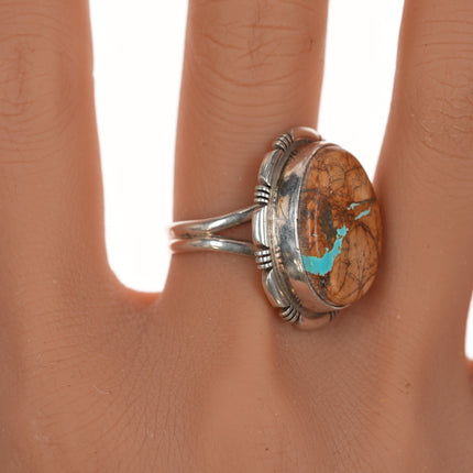 sz8.5 Vintage Navajo boulder turquoise sterling ring
