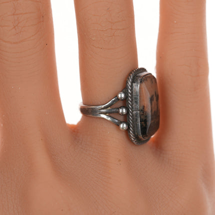 sz5 30's-40's Navajo silver picture jasper ring