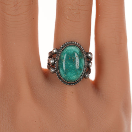 sz7.5 30's-40's Navajo silver ring with goreous turquoise
