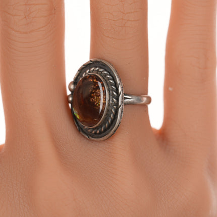 sz5.75 60's-70's Navajo Fire Agate silver ring