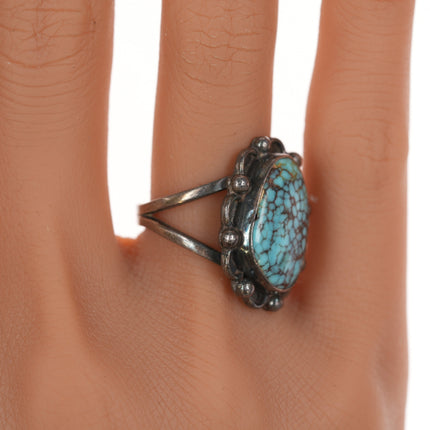 sz6.5 c1970's Bobby Etsitty Navajo Silver high grade turquoise ring