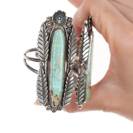 6" Vintage Native American silver and turquoise cuff bracelet with ring