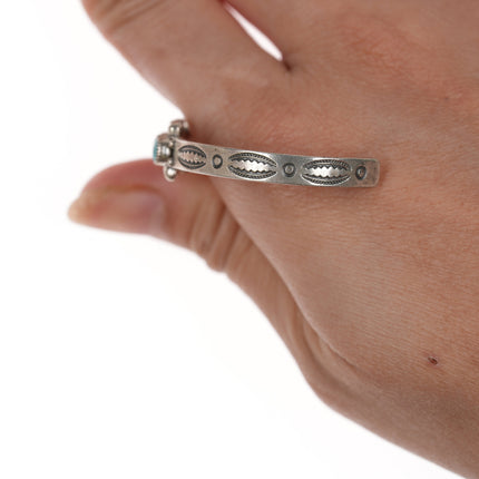 5 5/8" 50's-60's "Navajo Curio" sterling row cuff bracelet