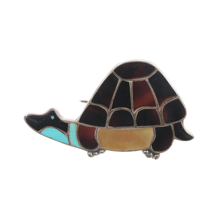 Eva Etstate Zuni Channel inlay sterling turtle pin