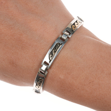 7" Scott Skeets Navajo silver/14k link bracelet
