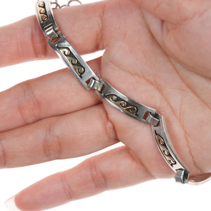 7" Scott Skeets Navajo silver/14k link bracelet