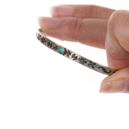 5.25" 30's-40's Navajo curio slim cuff bracelet with turquoise