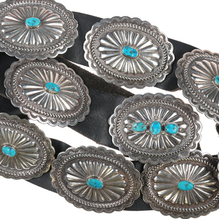 45" Heavy Mike Platero Navajo sterling concho belt with turquoise