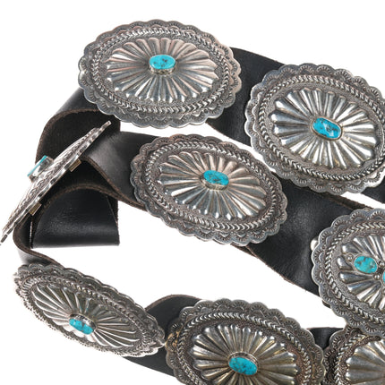 45" Heavy Mike Platero Navajo sterling concho belt with turquoise