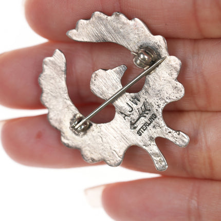 Arthur Williams Navajo Silver and coral thunderbird pin