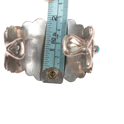 6 3/8" Horace Iule Zuni (1901-1978) Large silver cuff bracelet with turquoise