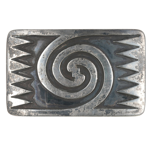 Wallie Sekayumptewa (1917-2003) Hopi Reed Clan Silver overlay belt buckle