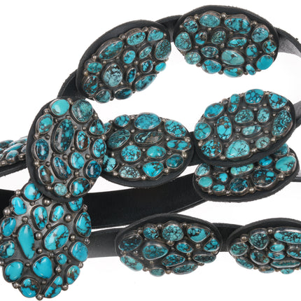 Geraldine Yazzie Navajo Silver and turquoise cluster concho belt