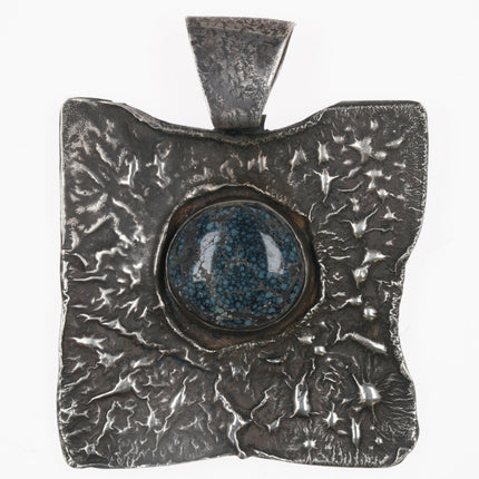T Davis Native American Tufa Cast spiderweb turquoise pendant