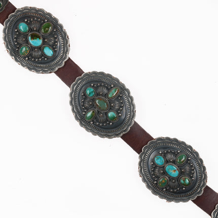 Darryl Becenti Navajo (1958-2020) Pilot Mountain turquoise sterling concho belt