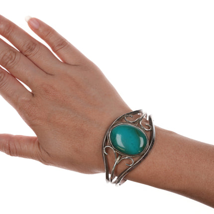 6 5/8" Gem Silica Southwestern sterling cuff bracelet