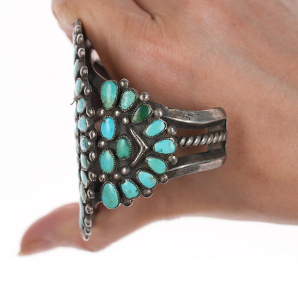 6.75" c30's-40's Navajo silver turquoise cluster cuff bracelet