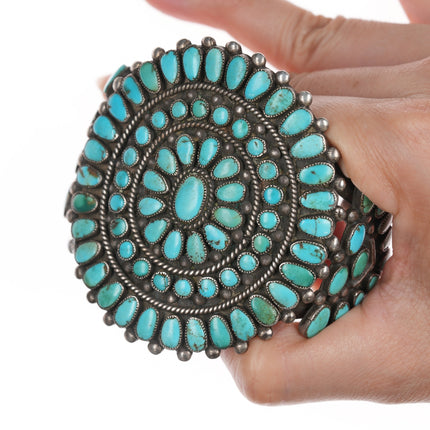 6.75" c30's-40's Navajo silver turquoise cluster cuff bracelet