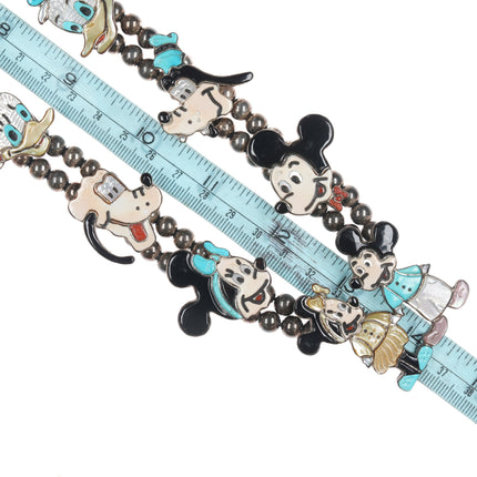 Andrea Lonjose Shirley Zuni Mickey, Minnie, Donald, Pluto, and Goofy squash blossom necklace