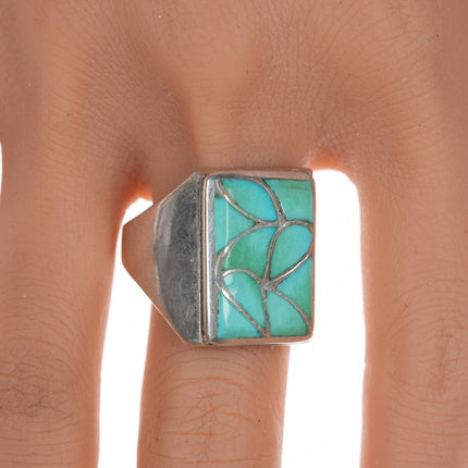 sz12.5 Emma Bonney Zuni Fishscale turquoise silver ring