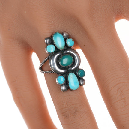 sz6 40's-50's Navajo silver, Gem Silica, and High grade turquoise ring