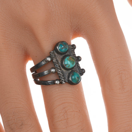 sz9.5 1920's-30's Navajo silver and turquoise ring