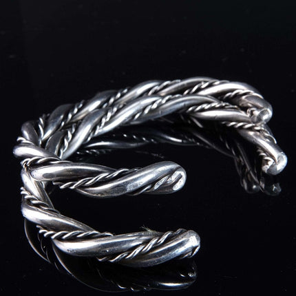 Vintage Navajo Sterling braided rope cuff bracelets