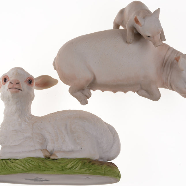 Boehm Porcelain Lamb and Sow Piglet