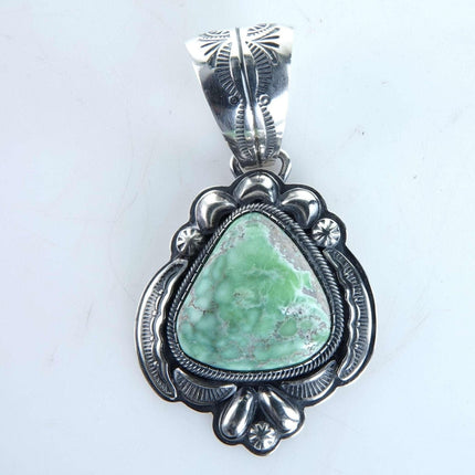 Navajo Sterling and Carico Lake Turquoise pendant by Lorenzo Juan