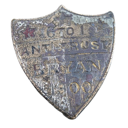 1900 Democratic Political Badge William Jennings Bryan 16 to 1 ANTI TRUST