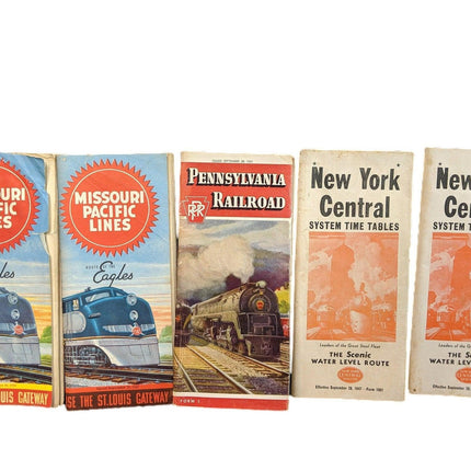 1947, 1950 PRR-Fahrpläne der Missouri Pacific Railroad New York Central