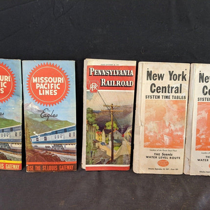 1947, 1950 PRR-Fahrpläne der Missouri Pacific Railroad New York Central