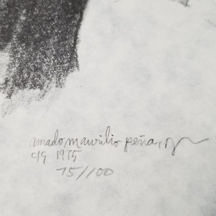 阿马多·佩纳签名并编号 1975 年父亲和女儿 75/100 黑白 11.5 英寸 x 17.5 英寸