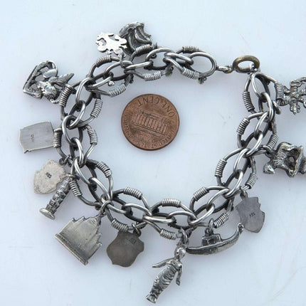 Vintage 835 Silver Charm bracelet with Souvenir charms